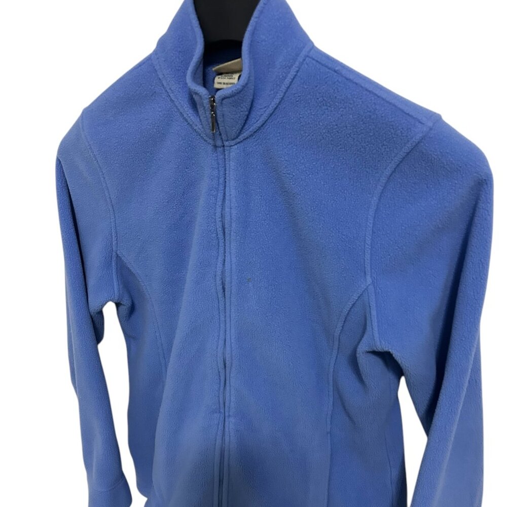 LL Bean Womens Medium Fleece Full Zip Jacket Blue Mock Neck - Picture 2 of 7